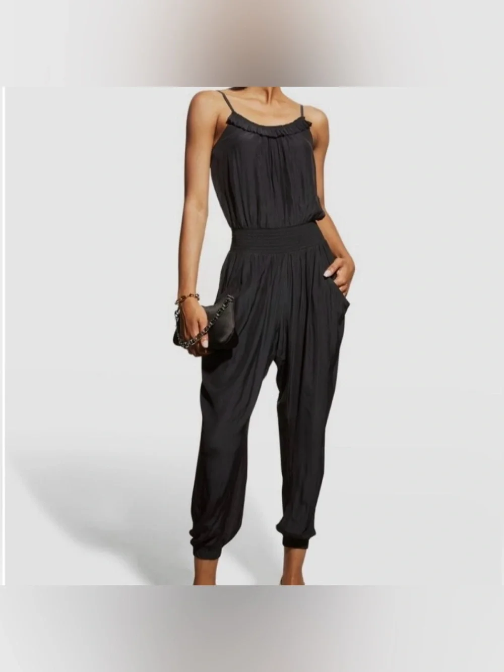 Ramy Brook “Ivy” Sage Green Sleeveless Smocked-Waist Jumpsuit (XS)